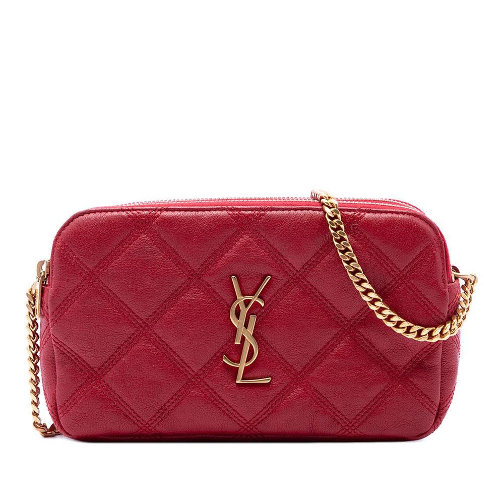 Pre-Loved Saint Laurent Mini Quilted Lambskin Becky Double Zip Crossbody - Picture 1 of 6